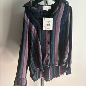 Bella Dahl Girl Striped Button-Down Top – Size 6 (NWT $85)